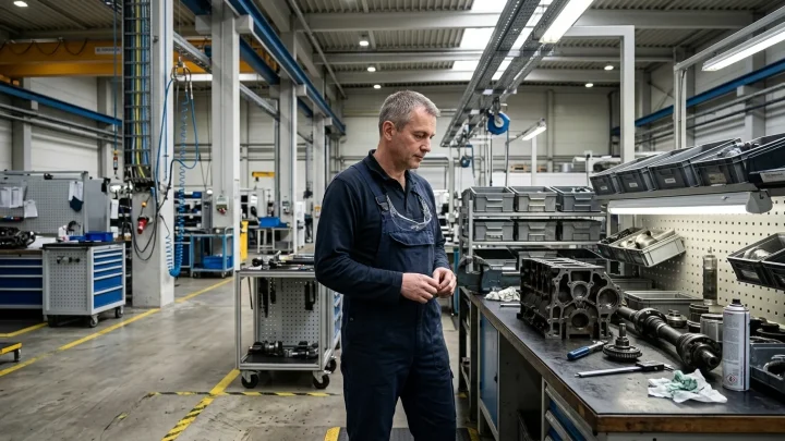 Fertigung in einem Automobilwerk für Verbrennungsmotoren