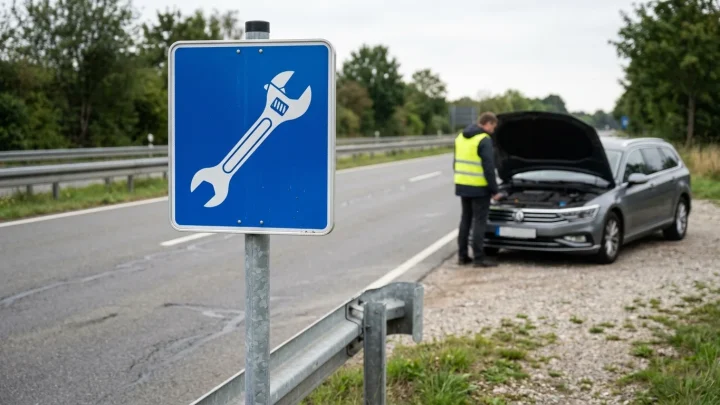 Verkehrszeichen 365-62 Pannenhilfe mit dem Franzosen-Symbol
