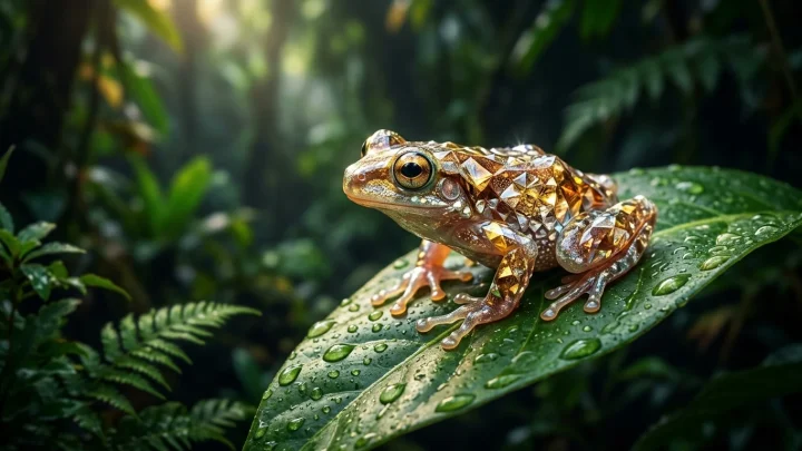 Eine Nahaufnahme eines zur Gattung Rhombophryne gehörenden Frosches, der sich vermutlich durch Graben fortbewegt.
