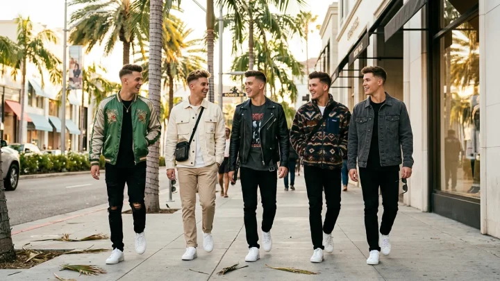 Die Gruppe der Elevator Boys posiert für ein Gruppenfoto.