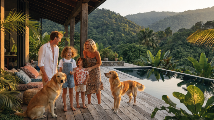Die Familie Scarr bei ihrem Umzug nach Thailand
