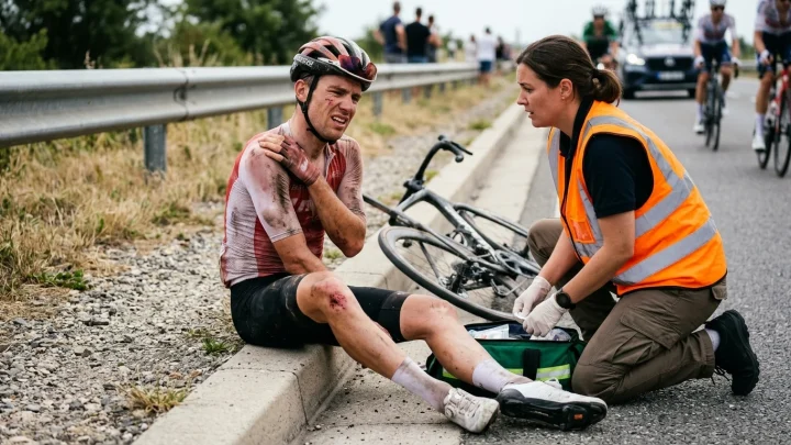 Radsportler Tadej Pogacar im Renneinsatz