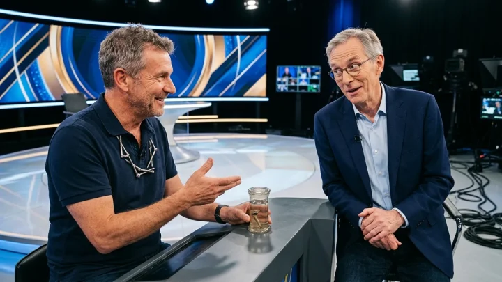 Günther Jauch am Quiztisch von Wer wird Millionär
