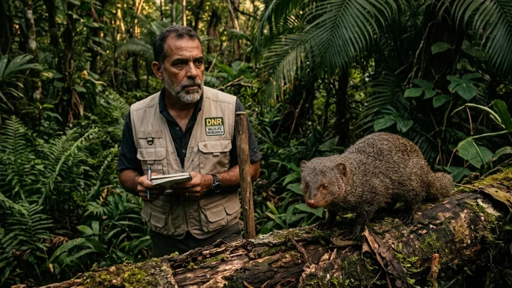 Eine kleine indische Manguste in freier Wildbahn auf Puerto Rico.