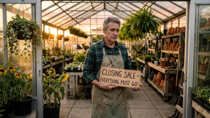 Außenansicht eines Gartencenters mit Zierpflanzen