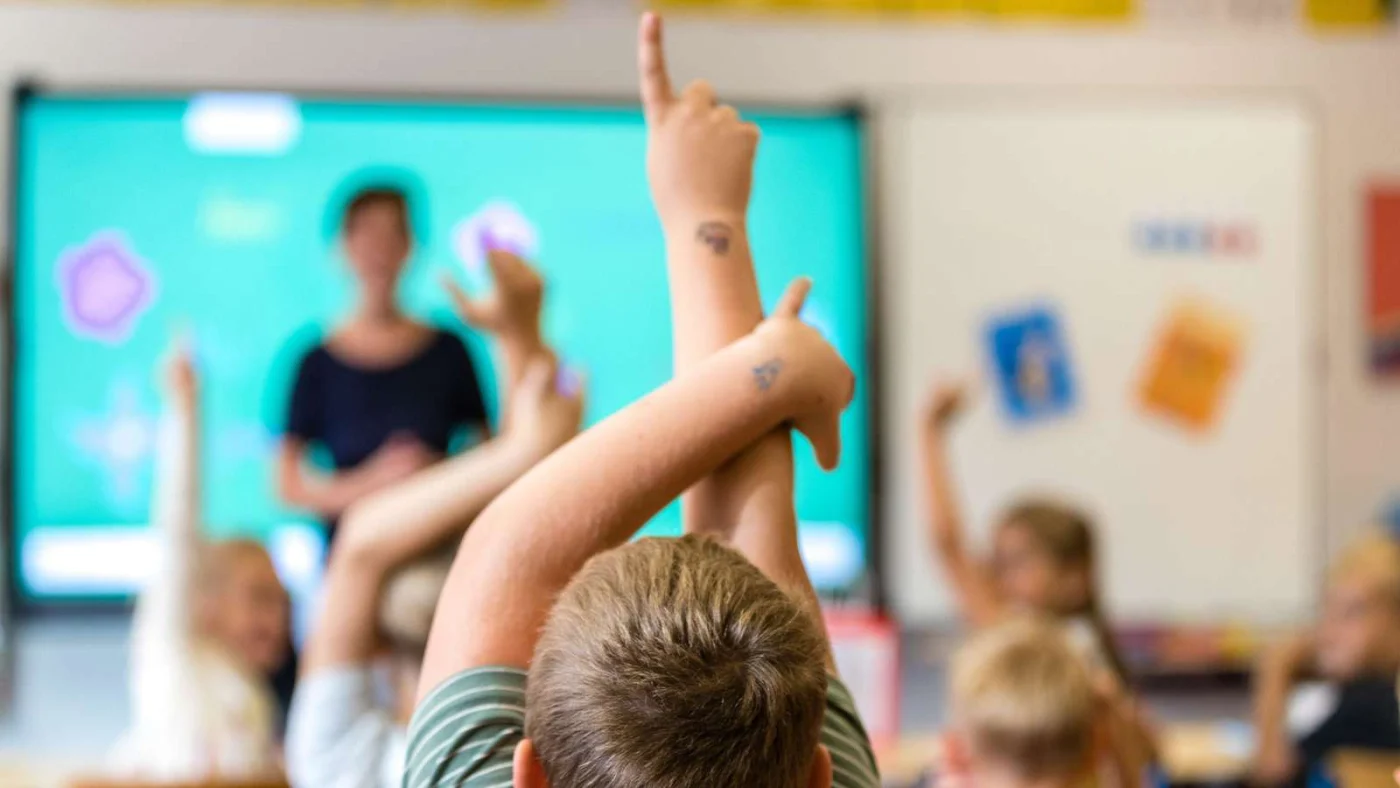 Ein Schüler meldet sich im Unterricht