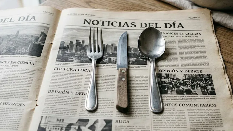 El papel de diario sirve para envolver cubiertos y protegerlos de la humedad o rayones. (Imagen ilustrativa generada con IA)