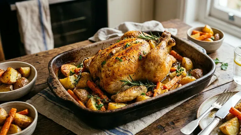 El pollo al horno más jugoso, según Dani García. (Foto: Imagen ilustrativa generada con IA).