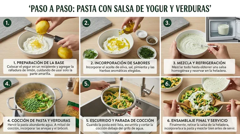 Imagen ilustrativa de cómo debería verse tu ensalada en cada paso. (Foto generada con IA)