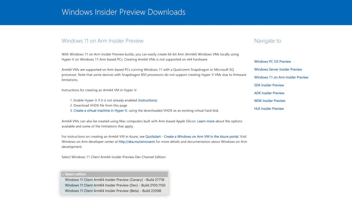 Insider-Programm mit ISO-Downloads von Windows on ARM