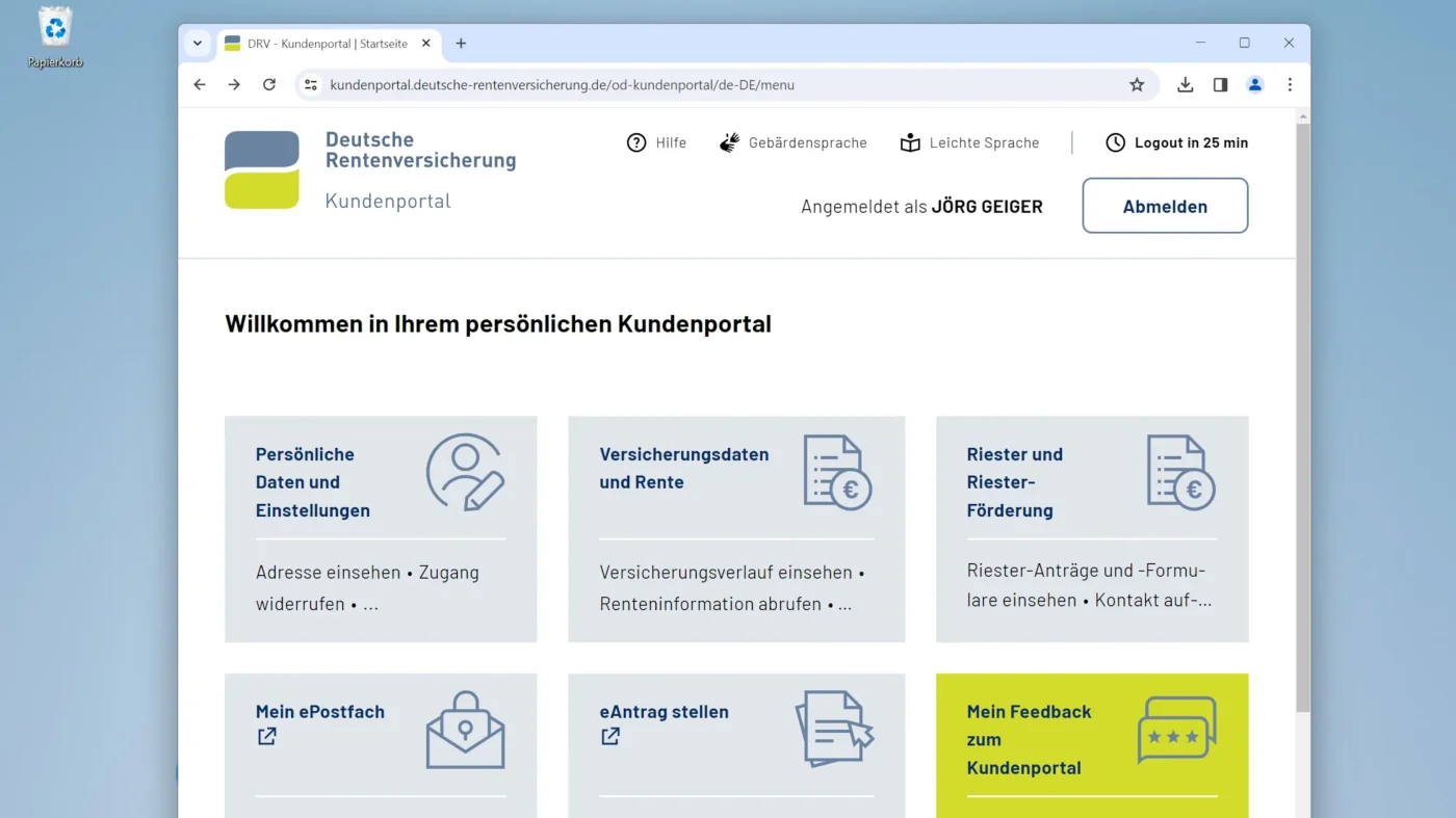 Kundenportal der Deutschen Rentenversicherung