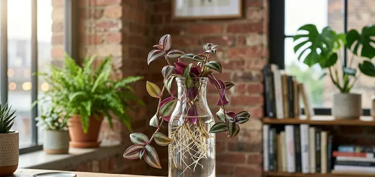 La tradescantia es la favorita para tener en agua. (Imagen ilustrativa IA Gemini)