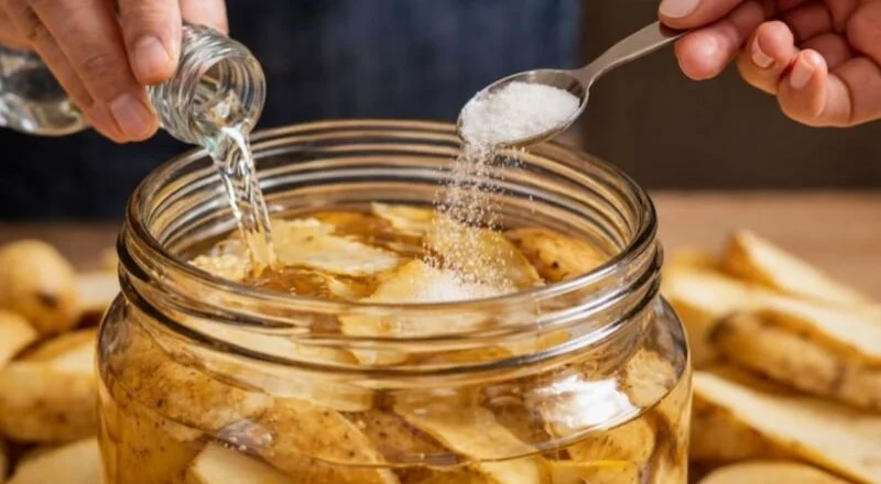 melanger pommes de terres et bicarbonate de soude