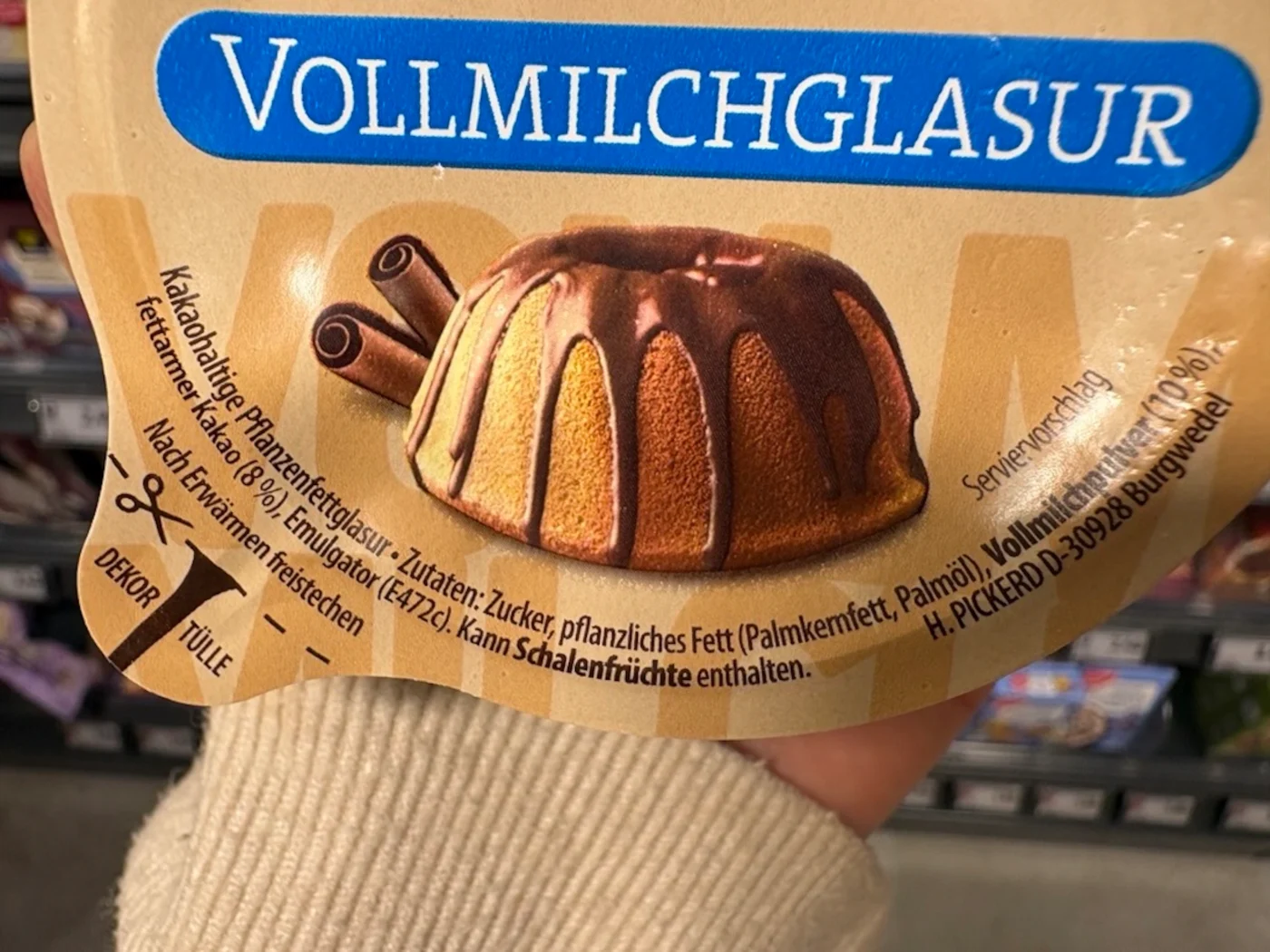 Nahaufnahme einer Schokoladenglasur in einem Supermarkt