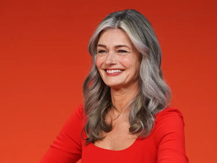 Paulina Polizkova smiling in red