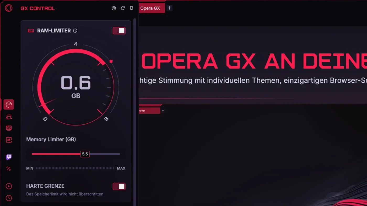 RAM-Begrenzer in Opera GX