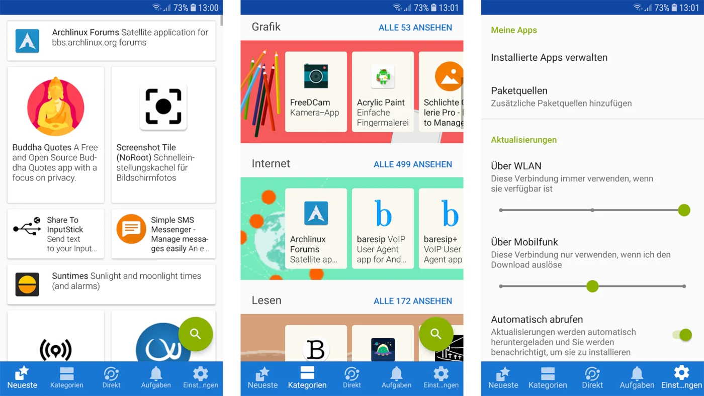 Screenshots von F-Droid