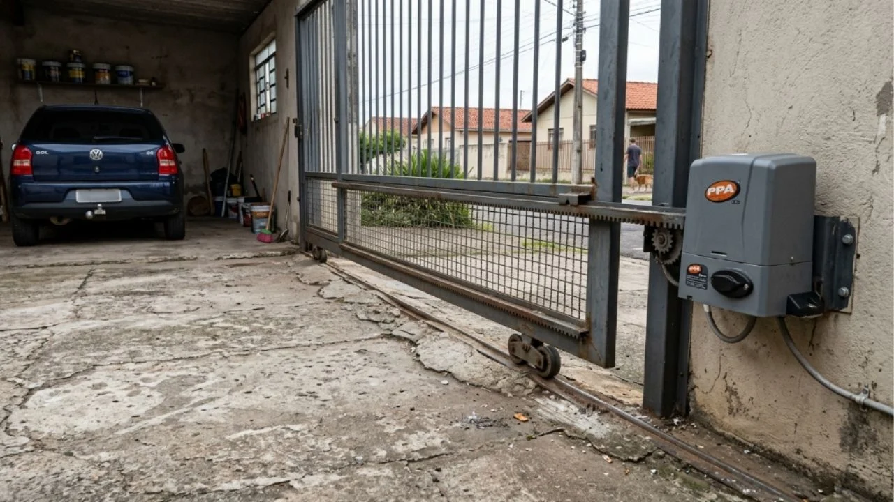 Serralheiro com 22 anos de ofício diz que 7 em cada 10 motores de portão automático queimam pelo mesmo erro no nivelamento do trilho, e ensina o teste do nível de bolha que qualquer morador faz em cinco minutos