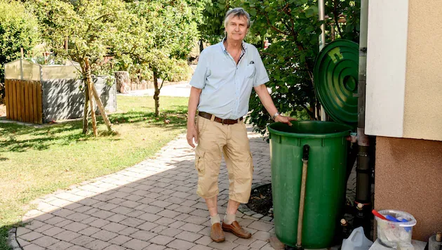 Steindl „dotiert“ den Kräutergarten in Weinburg durch seine Erfindung ausreichend mit Wasser.
