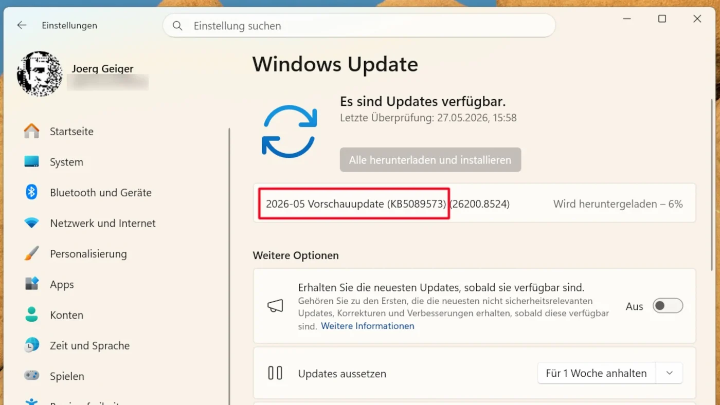 Vorschau-Update für Windows 11
