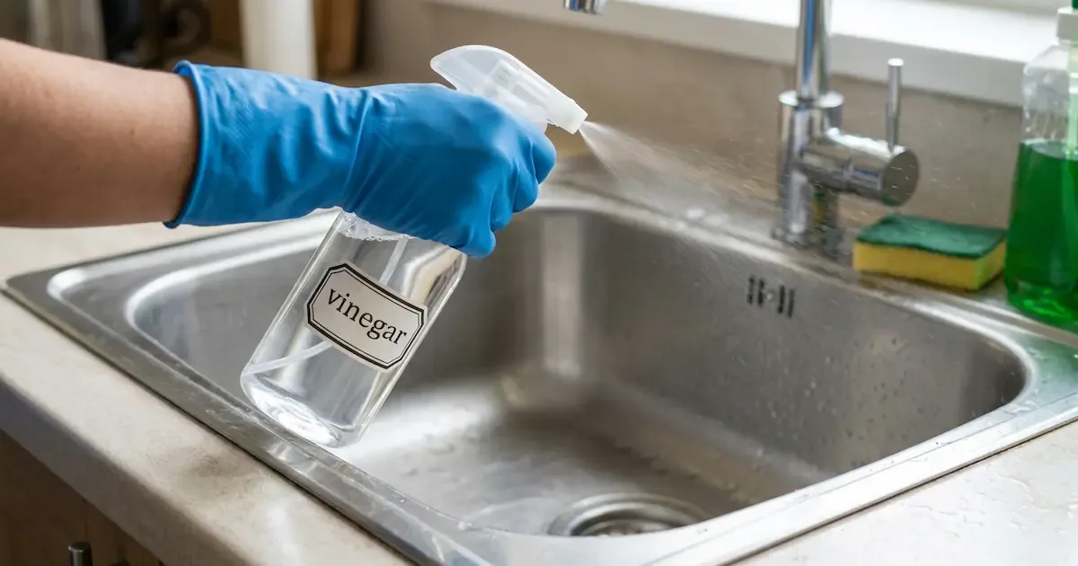 1:1 mit Wasser gemischt: Warum Essig in der Küchenspüle 15 Minuten wirken sollte