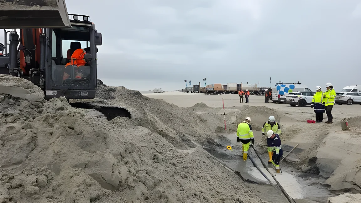 Bauarbeiten am Strand von St. Peter Ording.