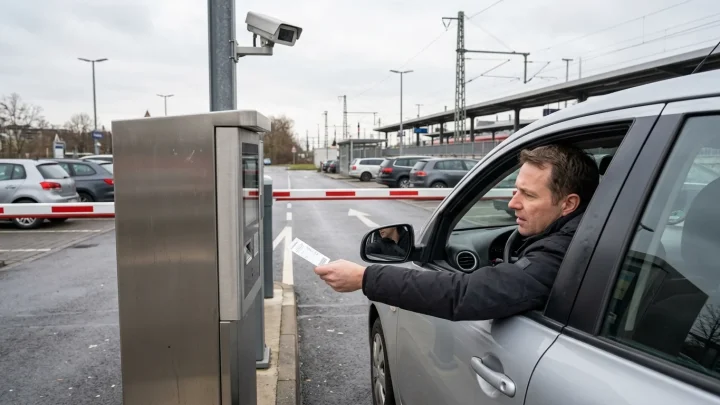 Parkplatzschranke und Zufahrtskontrolle an einer Park-and-Ride-Anlage der ÖBB