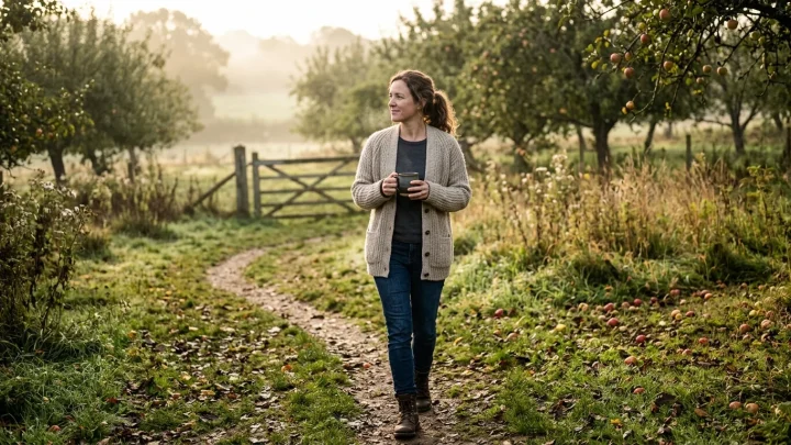 Herbstliche Natur mit bunten Blättern und Sonneneinstrahlung zur Tagundnachtgleiche