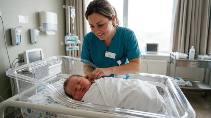 Neugeborenes Baby mit hohem Geburtsgewicht