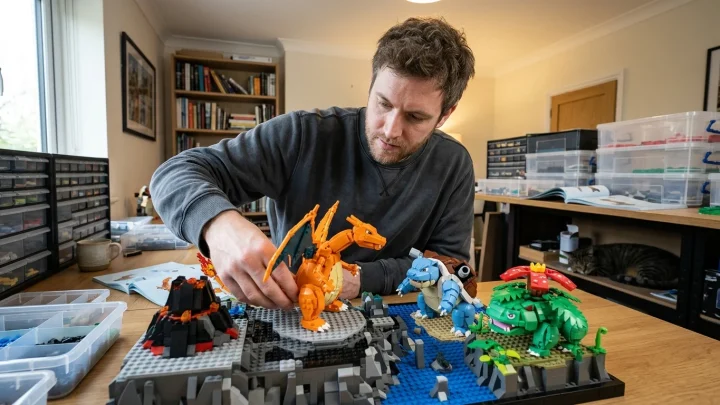 Lego Pokémon Kanto Starter Diorama mit Glurak Turtok und Bisaflor