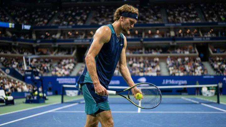 Alexander Zverev beim Aufschlag im Finale der US Open in New York