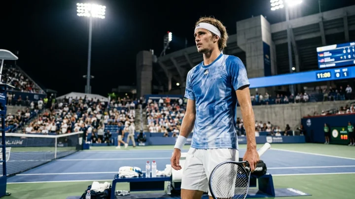 Alexander Zverev konzentriert vor dem Aufschlag bei den US Open