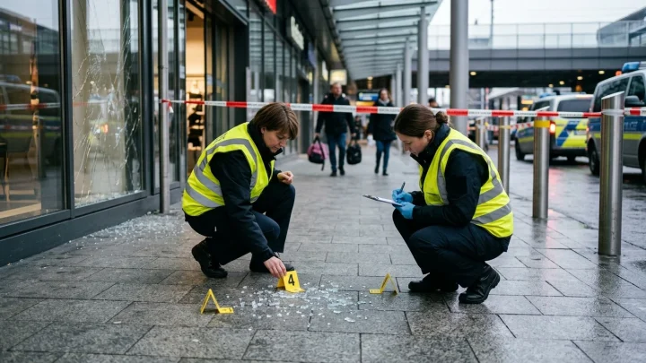 Polizeieinsatz und Absperrung am Augsburger Hauptbahnhof nach einer Explosion