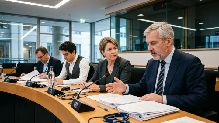 Plenarsaal des Deutschen Bundestages mit Blick auf die Fraktionsbänke