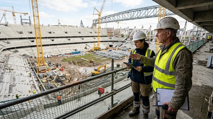 Blick auf die Großbaustelle des Camp Nou Stadions in Barcelona