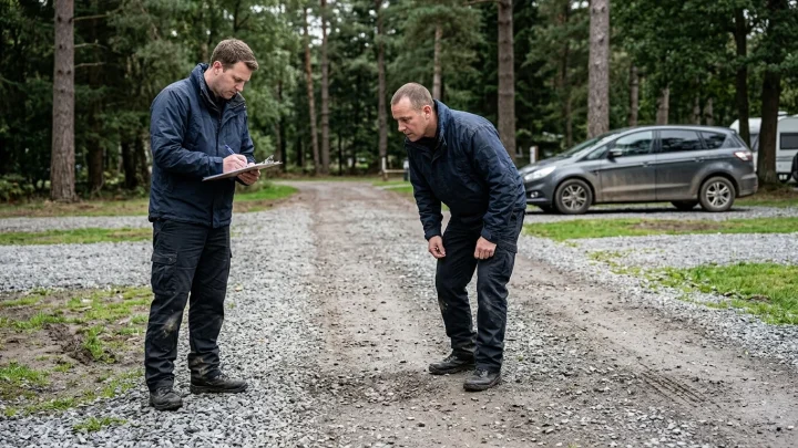 Einsatzkräfte an einem Campingplatz