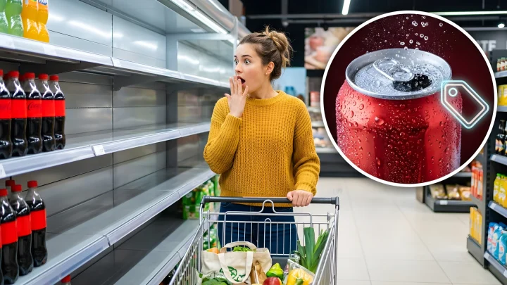 Kiste mit Coca-Cola-Flaschen im Handel