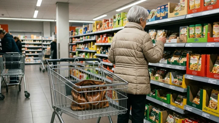 Einkaufswagen im Supermarkt mit Fokus auf den Diebstahlschutz von Wertsachen