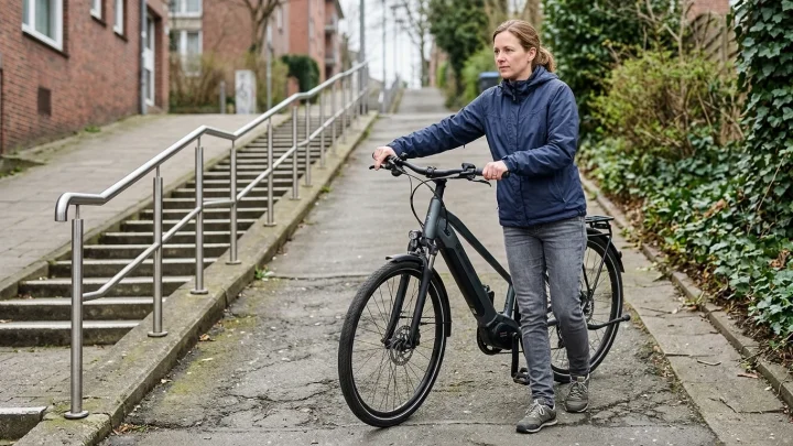 Nahaufnahme des Bedienelements an einem E-Bike-Lenker