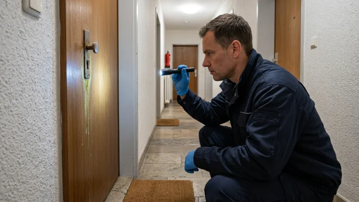 Ein beschädigter Schließzylinder an einer Wohnungstür