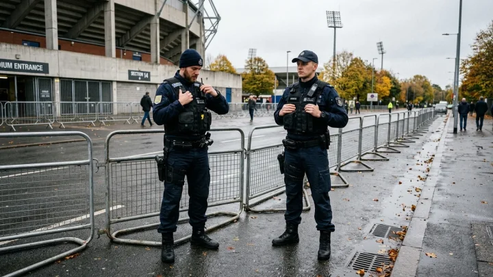 Polizeikräfte vor dem Millerntor-Stadion bei einem Bundesligaspiel