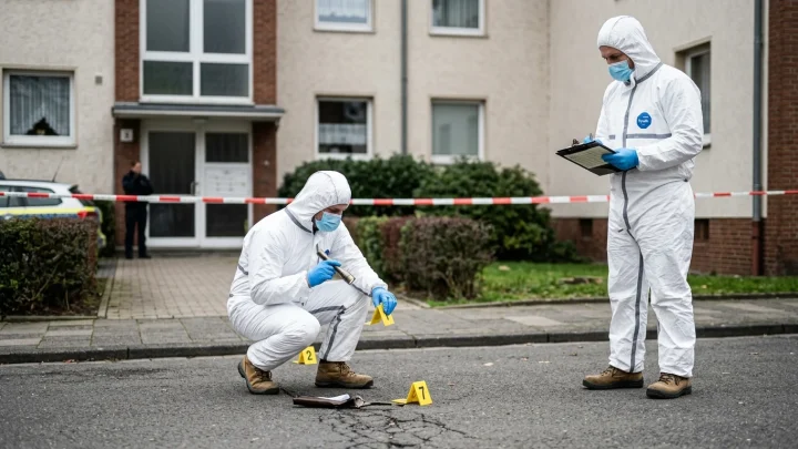 Polizeieinsatz und Spurensicherung an einem Wohnhaus in Geretsried