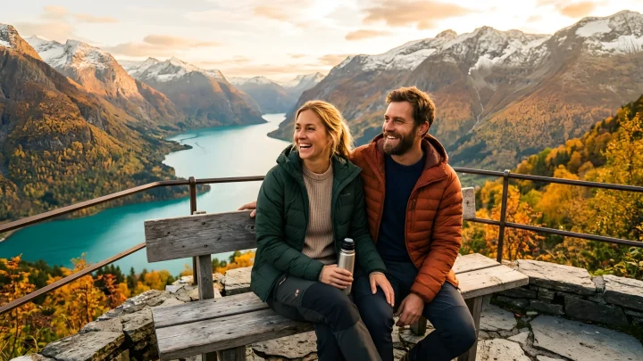 Blick auf das herbstliche Bergpanorama und den Königssee in Schönau am Königssee