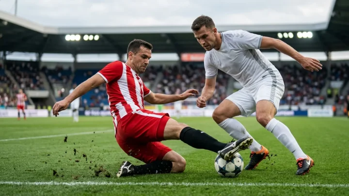 Zweikampf in der 3. Liga zwischen Spielern von Jahn Regensburg und Fortuna Düsseldorf