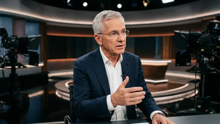 Manager Joe Kaeser im Fernsehstudio während einer politischen Diskussion