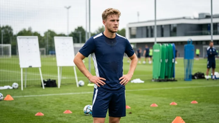 Jonas Therkelsen im Trikot auf dem Spielfeld während einer Partie