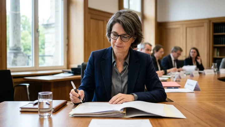 Porträt der CDU-Politikerin Karin Prien bei einem parlamentarischen Auftritt