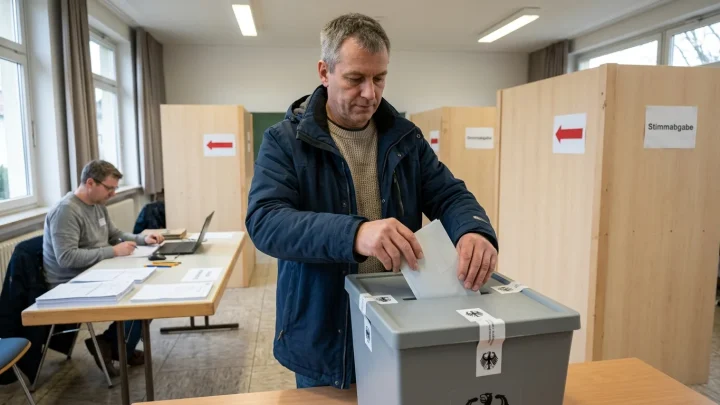 Stimmzettel und Wahlurne bei einer Kommunalwahl in Niedersachsen
