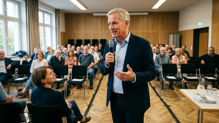 Leif-Erik Holm bei einem politischen Auftritt und Bürgerdialog in Mecklenburg-Vorpommern
