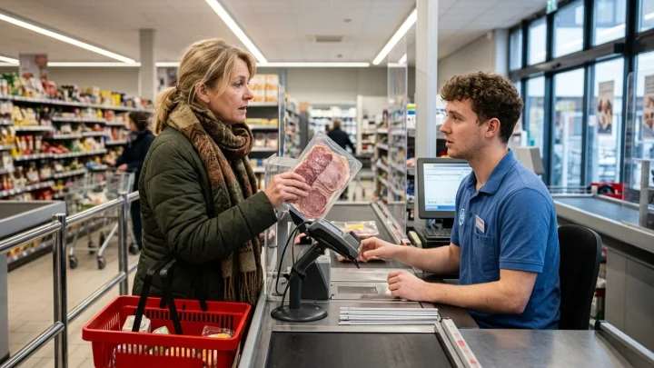 Salami und Wurstaufschnitt im Kühlregal eines Supermarkts
